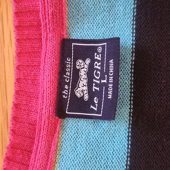 Le Tigre striped v-neck sweater women's large - Picture 3 of 5